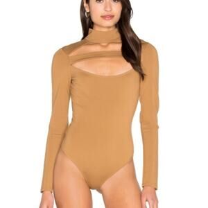 REVOLVE LPA Camel Tan Long Sleeve Bodysuit 79 Neutral Fall Size XS